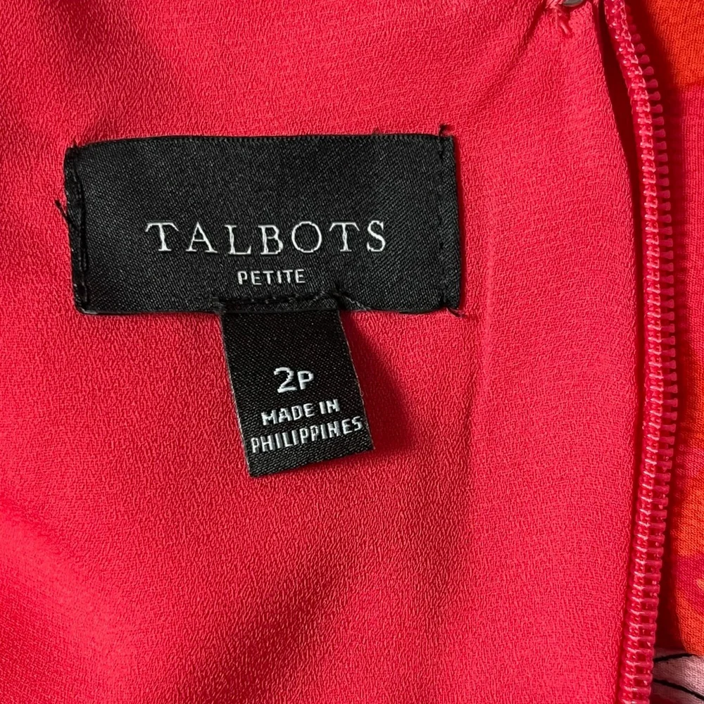 Talbots Pink Belted Midi Chrysanthemum Shirt Dress Size 2 Petite